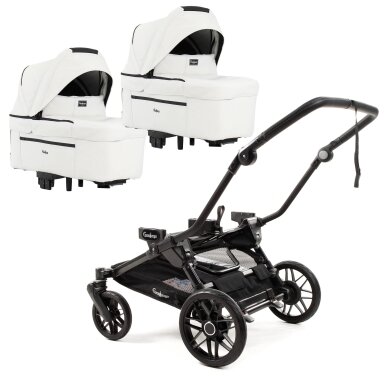 Emmaljunga Double Sento Polar White Leatherette Tik lopšių ir važiuoklės komplektas Emmaljunga Double Sento Polar White Leatherette Tik lopšių ir važiuoklės komplektas