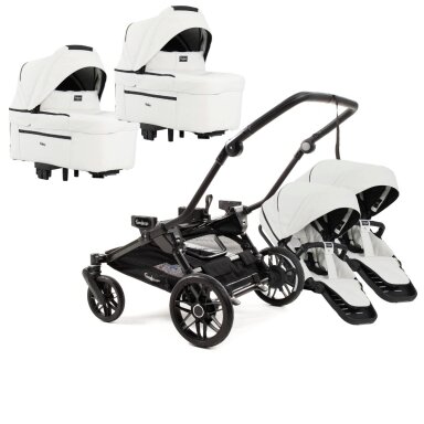 Emmaljunga Double Sento Polar White Leatherette Universalus vežimėlis dvynukams ar pametinukams Emmaljunga Double Sento Polar White Leatherette Universalus vežimėlis dvynukams ar pametinukams