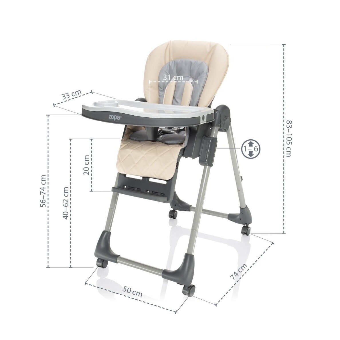 Zopa Monti 2 maitinimo kėdutė diamond beige 9 Zopa Monti 2 maitinimo kėdutė diamond beige 9