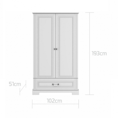 INES elegantiškai baltos spalvos 2 durų spinta aukšta 6