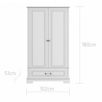 INES elegantiškai baltos spalvos 2 durų spinta 5