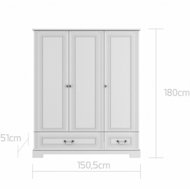 INES elegantiškai baltos spalvos 3 durų spinta 5