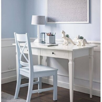 INES elegantiškos baltos spalvos rašomasis stalas
