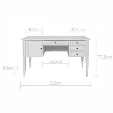 INES elegantiškas baltas rašomas XL stalas 5