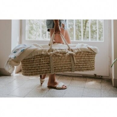 Rinkinys: Mozės krepšys Meeko su čiužiniu+stovas+tekstilė Milk 4