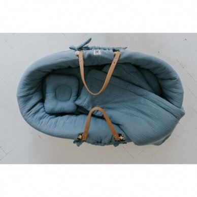 Rinkinys: Mozės krepšys Percy su čiužiniu+stovas+tekstilė Fine Blue 2
