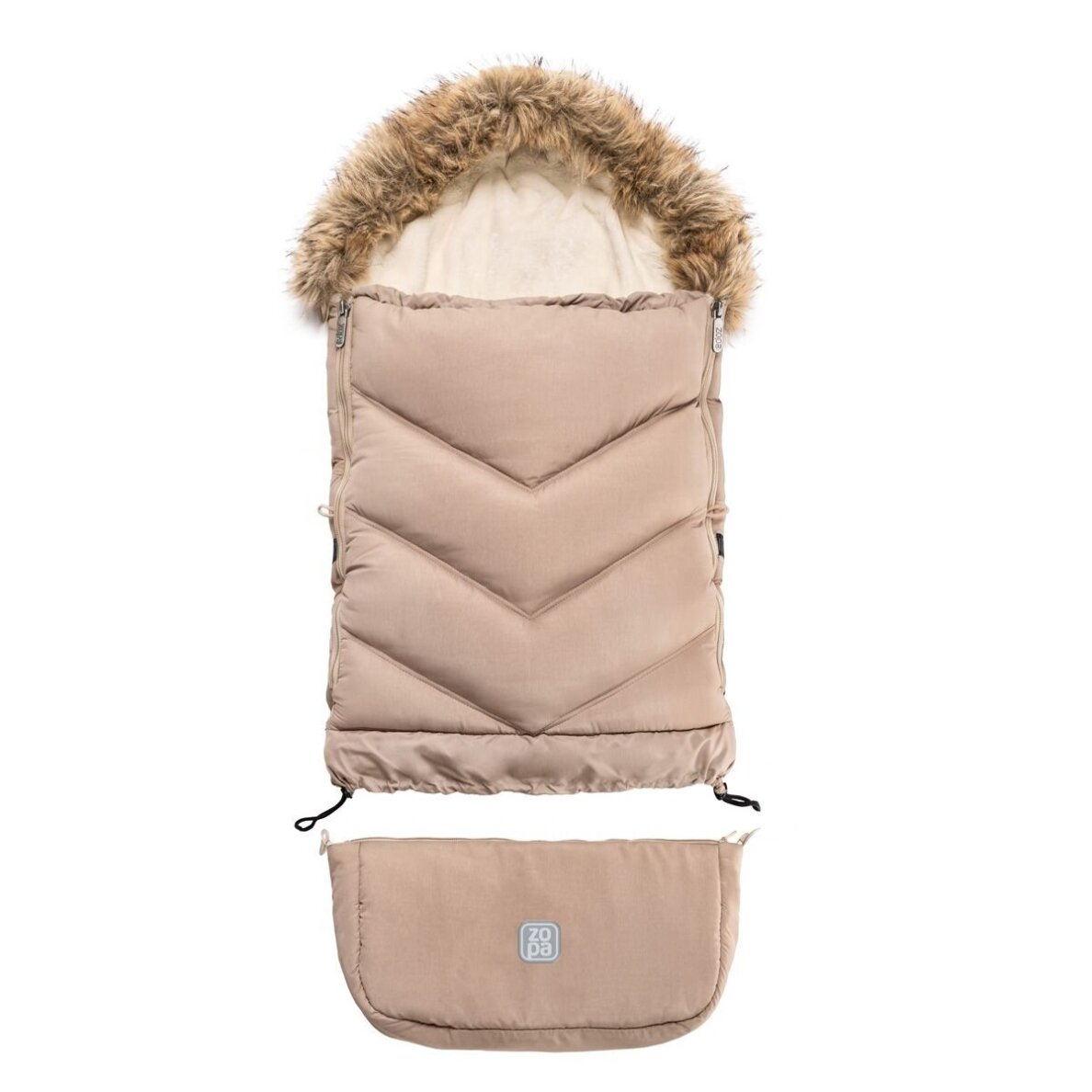 Universalus žieminis miegmaišis Fluffy Combi, Creamy Beige 1 Universalus žieminis miegmaišis Fluffy Combi, Creamy Beige 1