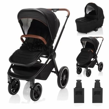 Zopa MOVE CROSS Night Black/Black 2in1 universalus vežimėlis su XL lopšiuku Zopa MOVE CROSS Night Black/Black 2in1 universalus vežimėlis su XL lopšiuku