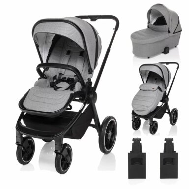 Zopa MOVE CROSS Silver Grey/Black 2in1 universalus vežimėlis su XL lopšiuku Zopa MOVE CROSS Silver Grey/Black 2in1 universalus vežimėlis su XL lopšiuku