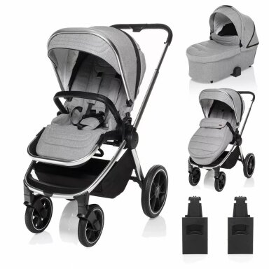 Zopa MOVE CROSS Silver Grey/Silver 2in1 universalus vežimėlis su XL lopšiuku Zopa MOVE CROSS Silver Grey/Silver 2in1 universalus vežimėlis su XL lopšiuku