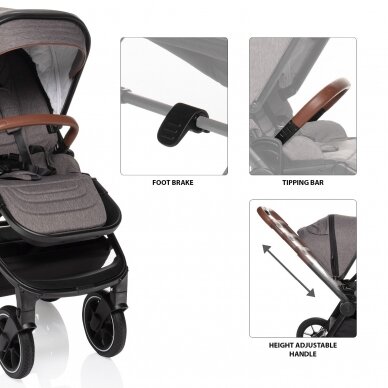 Zopa MOVE CROSS Silver Grey/Black 2in1 universalus vežimėlis su XL lopšiuku 10